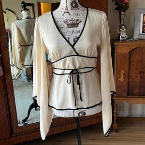 Trina Turk Silk Kimono Blouse Ivory